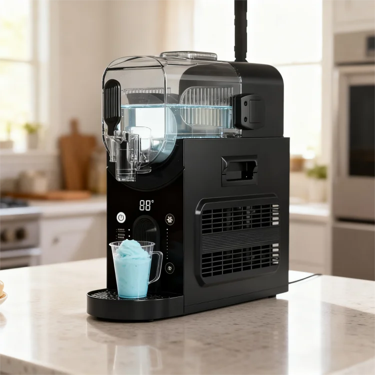 ETL Certified Black Snow Cone Machine Ice Shaver Self-Cleaning System Slushie Machine For Home Keep Drinks Cold Up To 12 Hours
