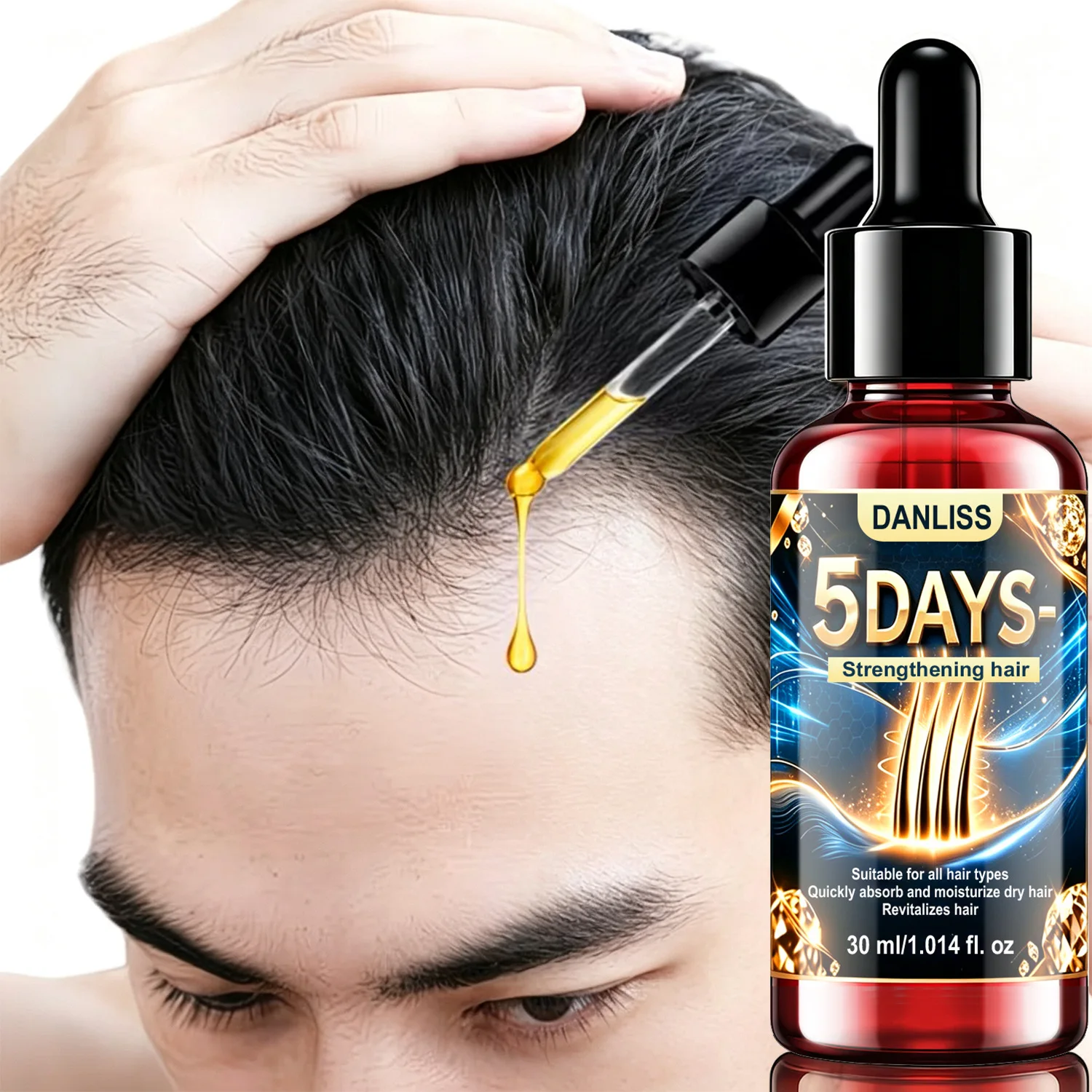 5 Days Strengthening Hair Oil Agar Oil Hibiscus Flower Serum Revitalize Thin Dry Damaged Hair Moisturizing Scalp Hair Care Oil 3