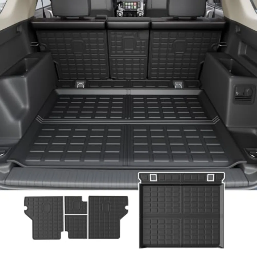 

Cargo Mat for 2010-2024 Toyota 4Runner 5 Seats Trunk Mat with Back Seat Cover Protector in Black Durable Non-Slip Fabric Fits W