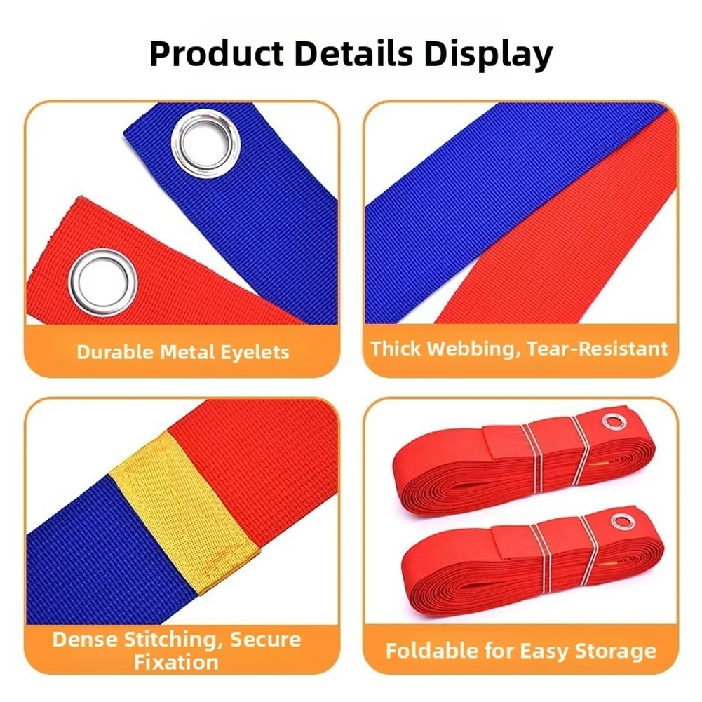 Portable Boundary Line Rope for Beach Volleyball 5cm Wide Nylon Webbing with 4 Ground Fixing Stakes or Sandbags