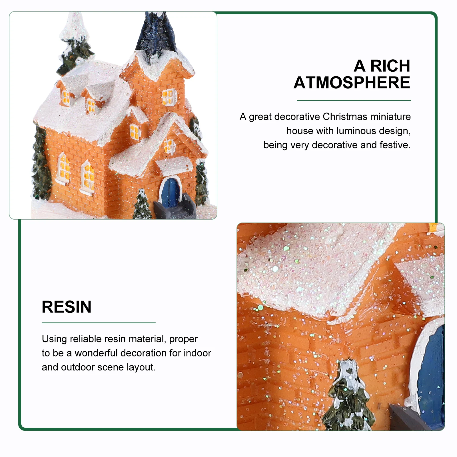 

Glowing Luminous Christmas House Mini Resin Snow Village Decor Statue nament Xmas Supplies Centerpiece Gifts Holiday Festival