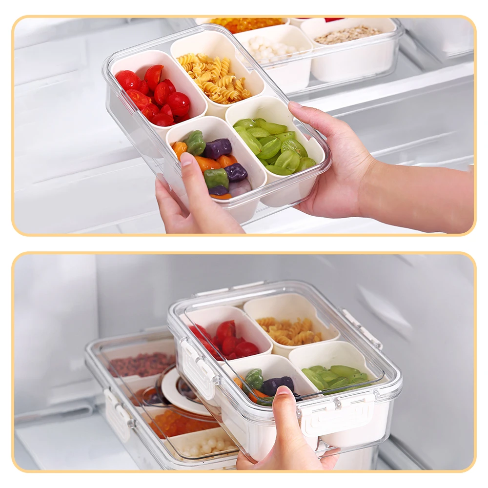 Snack Box Organizer 8 Grids Divided Serving Tray Portable Snack Fruit Vegetables for Kitchen Fridge Camping Party Food Container