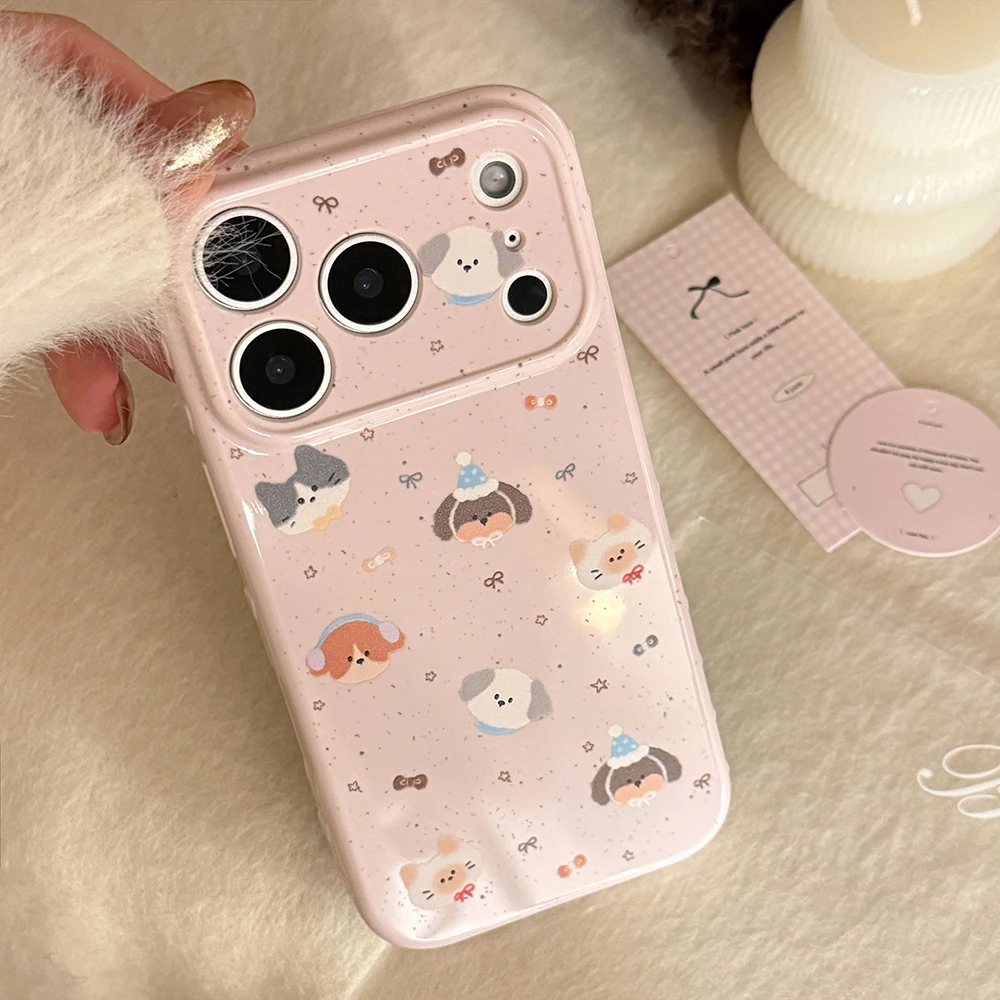 Leuke Cartoon Puppy Animal Case voor iphone 17 pro max Schokbestendig Soft Case voor iPhone 17 pro 16 15 14 13 Pro Max Protector Cover