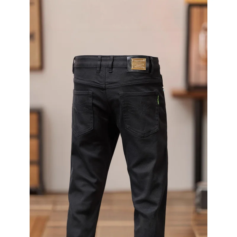 

Черные джинсы, мужские осенние 2024, новый тренд, корейская версия, простые облегающие брюки с вышивкой и маленькими штанинами