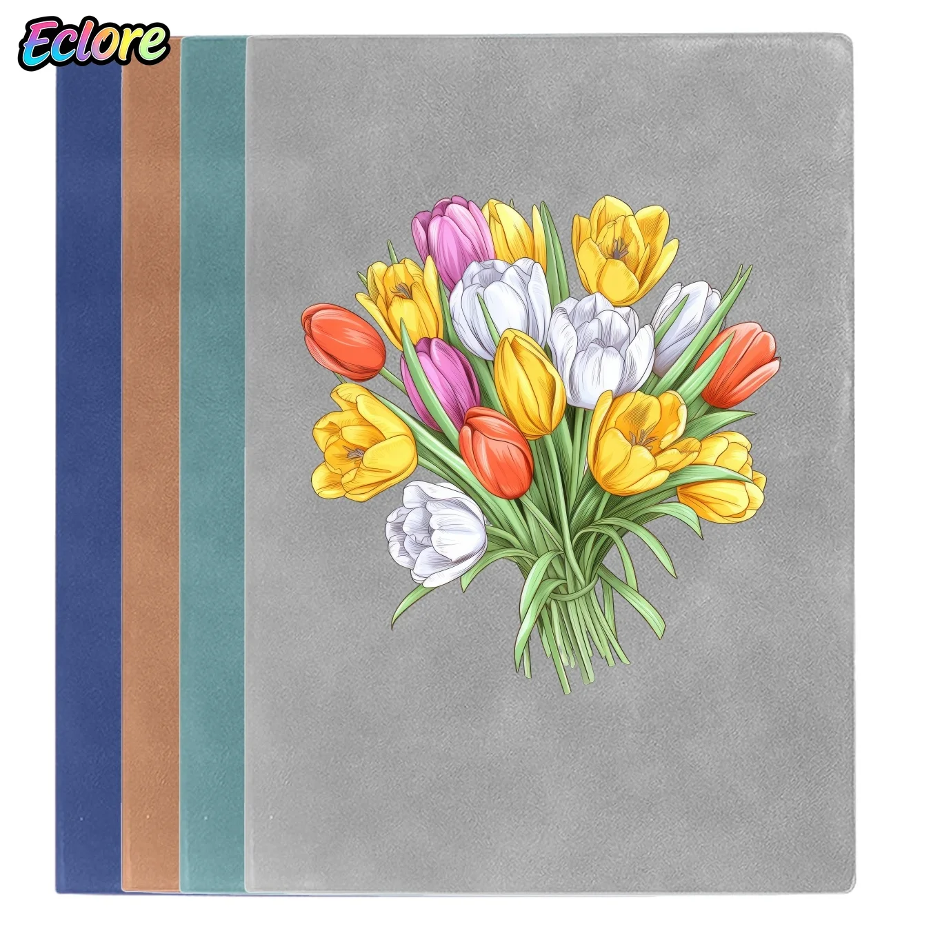 Soft PU Leather Notebook with Hand-Painted Tulip Bouquet Design, Perfect for Journaling, Study, Work, Gift, Planner, School,