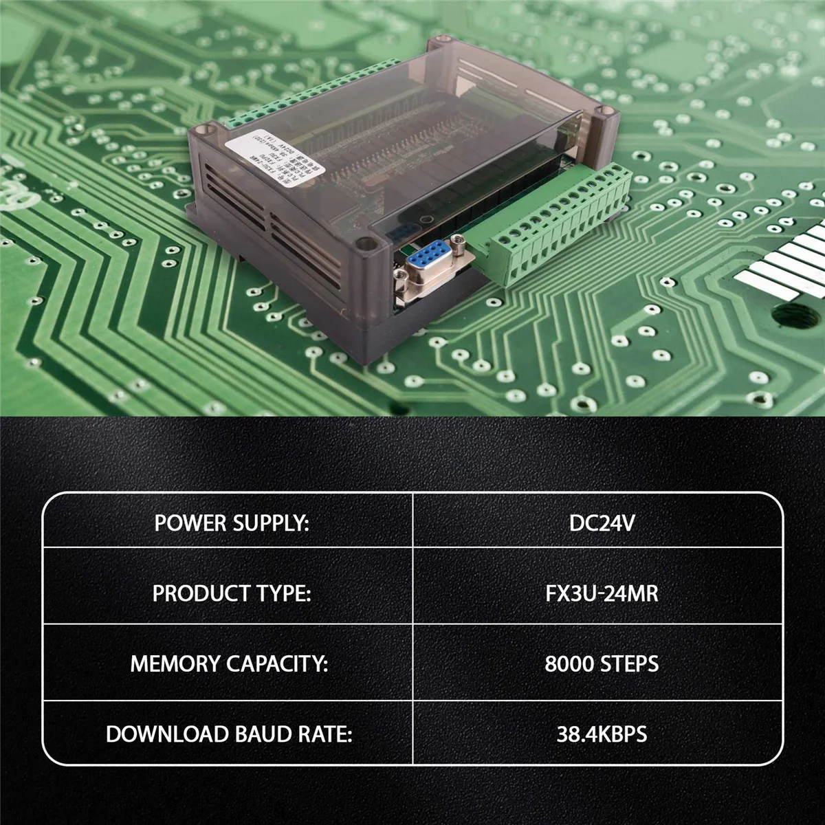 Placa de controle industrial para uso doméstico, controlador PLC, programável, FX3U-24MR, alta velocidade