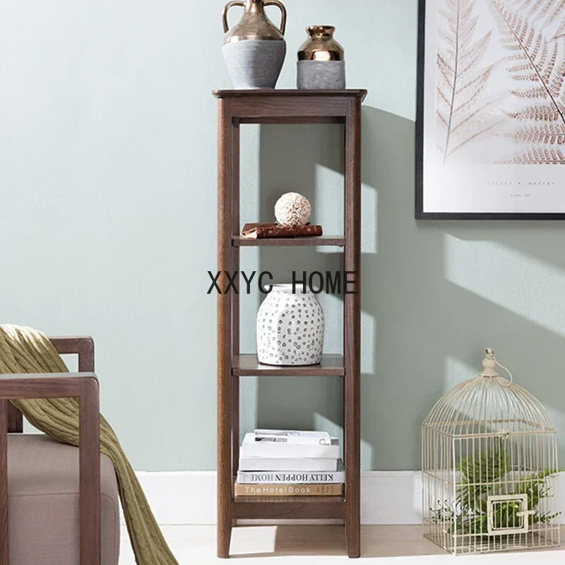 

Storage Rack Red Oak Walnut Multi-Layer Partition Four-Layer Flower Rack Bookshelf Living Room Rack