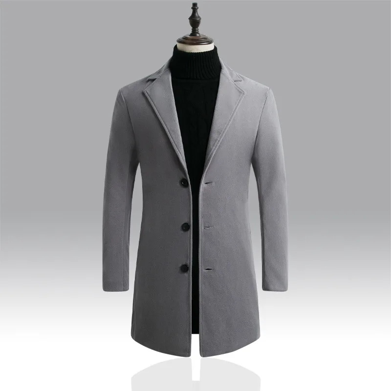 

Slim Fit Men's Spring Autumn Thin Coat Casual Lengthened Woolen Jacket Stylish Student Leisure Woolen Coat Trendy