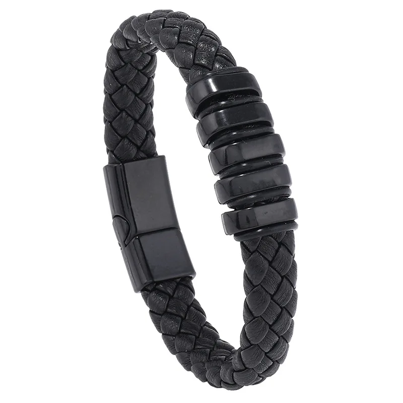 

Vintage Woven Leather Rope Wrap Bracelets For Men Classic Alloy Bangles Bracelets Punk Style Wristband Jewelry Male Gifts