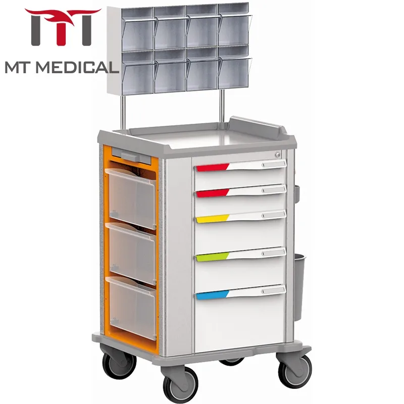 Luxury Anesthesia Cart Hospital ABS Medical Clinical Drug Delivery Trolley Anesthesia Cart with 5 Drawers