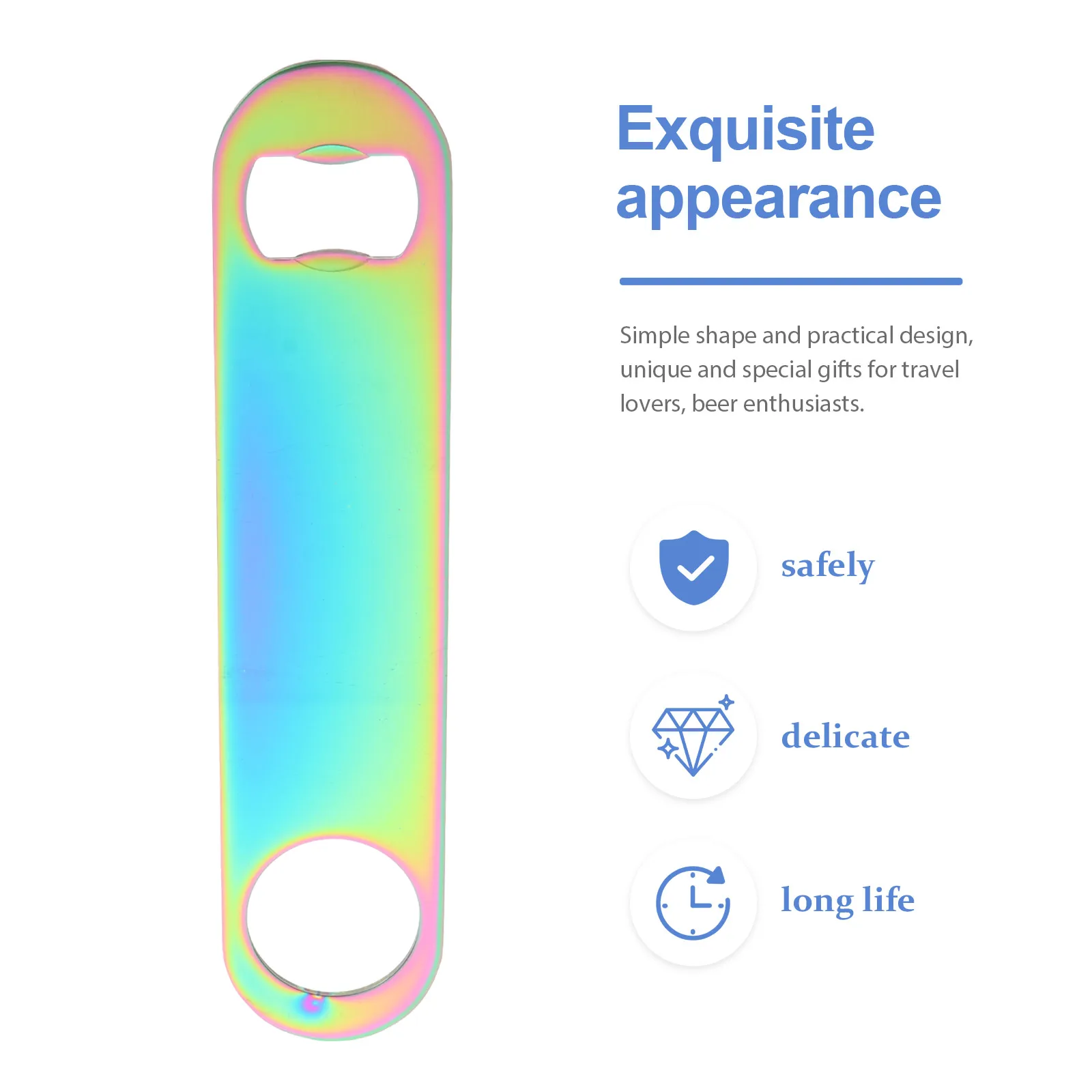 

Colorful Stainless Steel Flat Beer Bottle Opener for Bars Parties Home Practical Design Unique Gift Travel Enthusiasts