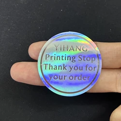 3cm 4cm 5cm Laser thermal printing customized logo, various text waterproof holographic stickers