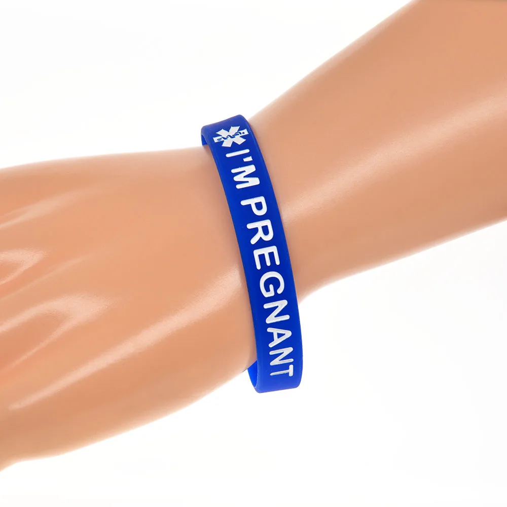 1PC/4PCS I Am Pregnant Medical Alert ID Silicone Bangle for Maternity Health Jewelry Bracelets