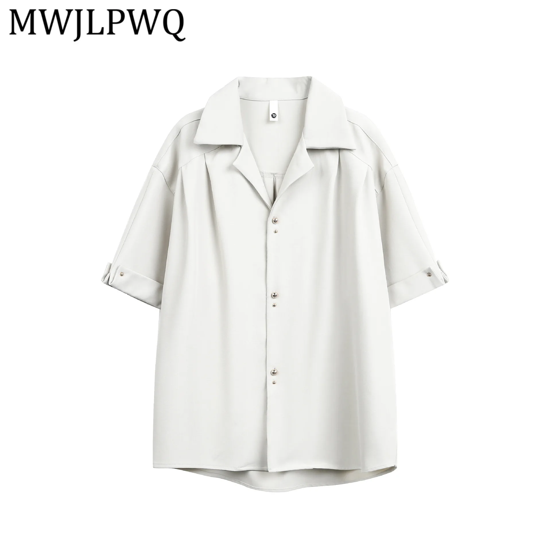 

MWJLPWQ 2026 Summer New American Retro Shirt For Men Lapel Simple High-End Short-Sleeve Single Breasted Casual Loose Tops 13869