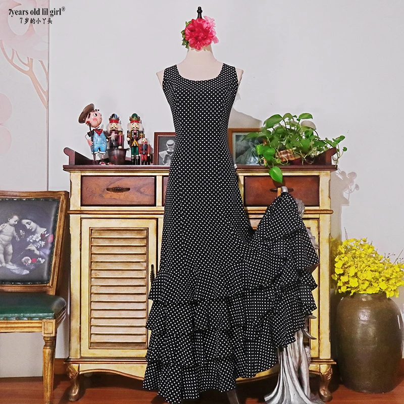 Spanish Dance Dress Flamenco Practice Skirt Wear Women GG04