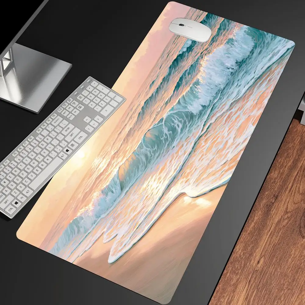 Sunset Ocean Waves Mousepad Desk Accessories Desk Mat Gaming Mats Desk Decorating Supplies Mouse Pad Long Office Decor Carpet