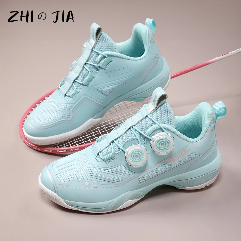 Couple Rotary Buckle Tennis Shoes Teenage Badminton Table Tennis Shoes Spring Autumn Mesh Breathable Anti slip Sneaker