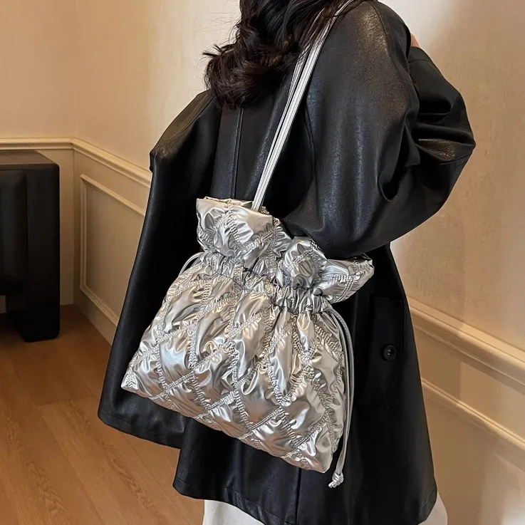 

Женская хлопковая сумка Jaet, новинка 2025, большая вместительная складная сумка-тоут с пузырьками, сумка-тоут с бриллиантами, элитная атмосфера