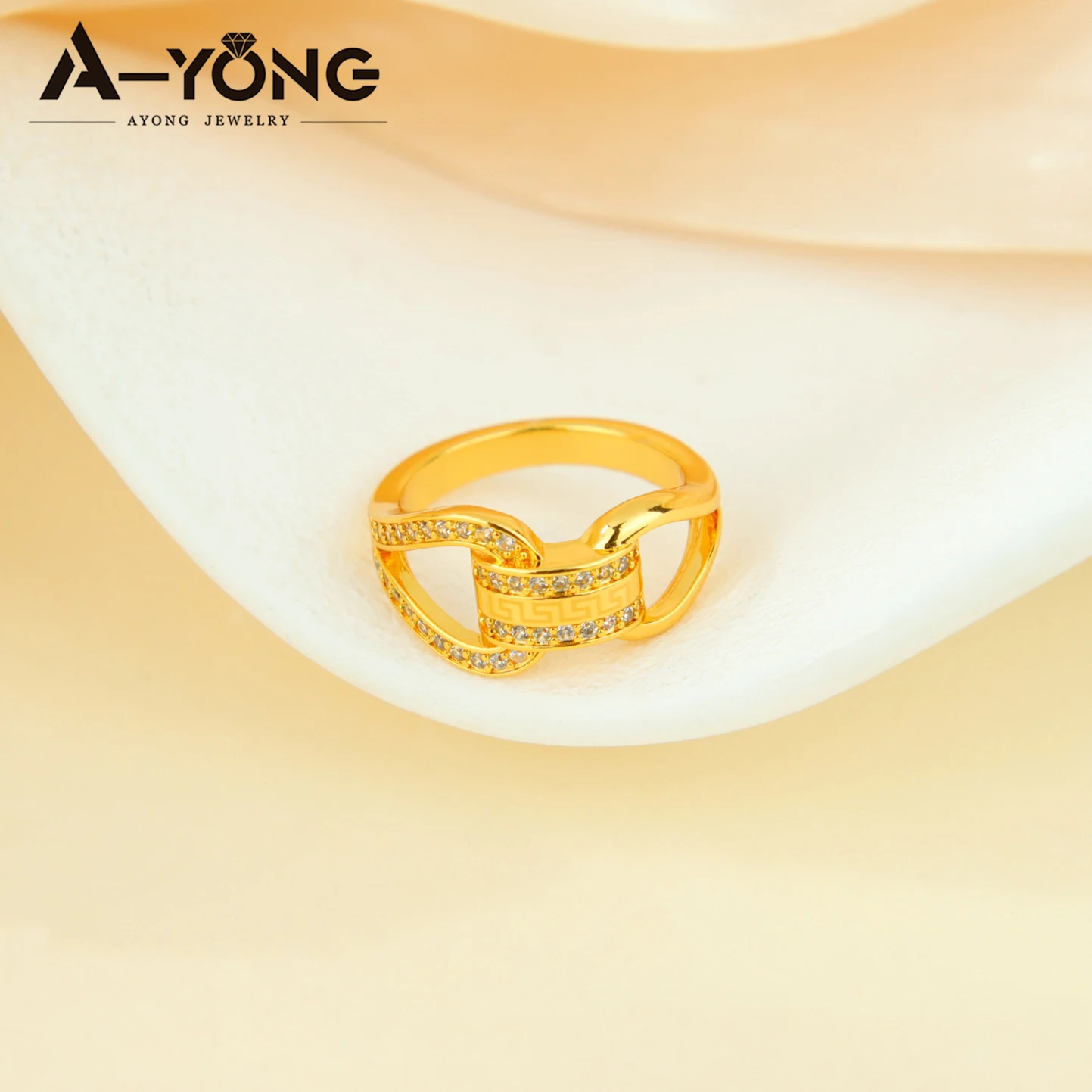 Dubai Mode Zirkonia Schmuckset 21k Vergoldet Monaco Mode Hip-Hop Offene Armreifen Ring Arabische Damen Event Party Schmuckstücke – Detail 11