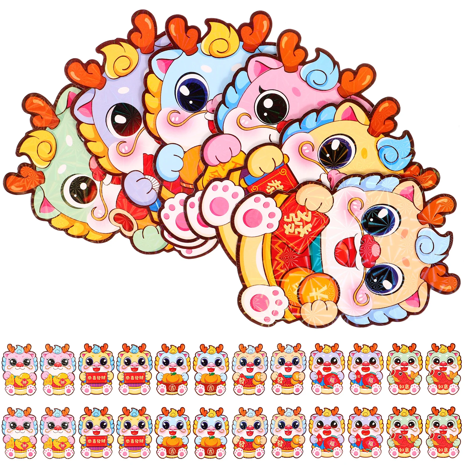 

60Pcs Traditional Red Pockets Chinese New Year Red Packets Auspicious Patterns Spring Festival 2024 Money Bag