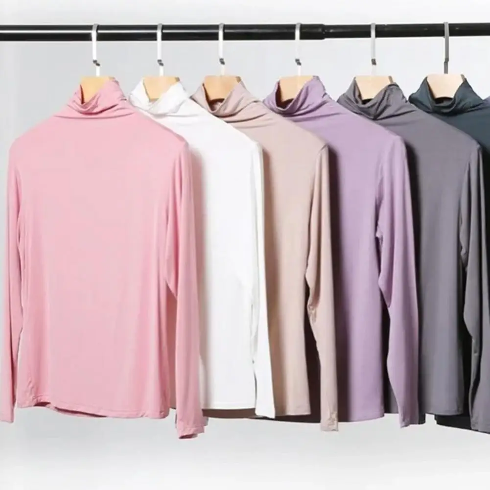 Spring Autumn Women Bottoming Top Turtleneck Long Sleeve Women Top Autumn Winter Solid Loose Modal T-shirt Top Streetwear