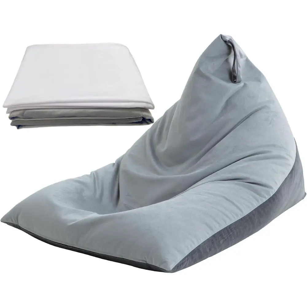 

4t Bean Bag Chair Cover with Bean Bag Inner Liner Cover (No iller), 400L Extra Large Triangular Removable and Clean Beag Chair C