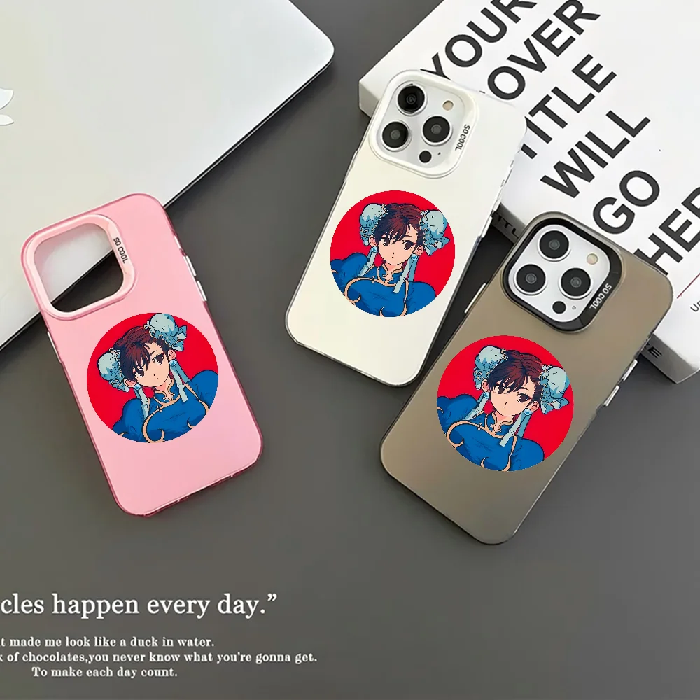 1pc Game C-Chun Li Phone Case Phone Case IMD Color Silver Shell For IPhone 16 15 14 13 12 11 Pro Max Plus