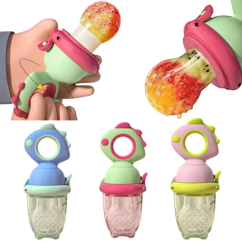 Silicone Fruit and Vegetable Pacifier for Infants Toddler Rotating Baby Supplementary Food Feeder Teether Juice Feeding Utensils