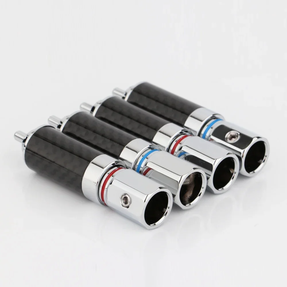 

High Quality Preffair 4pcs R1700 Rhodium Plated Carbon Fiber RCA Plug Connector Hifi Auido Cable Plug