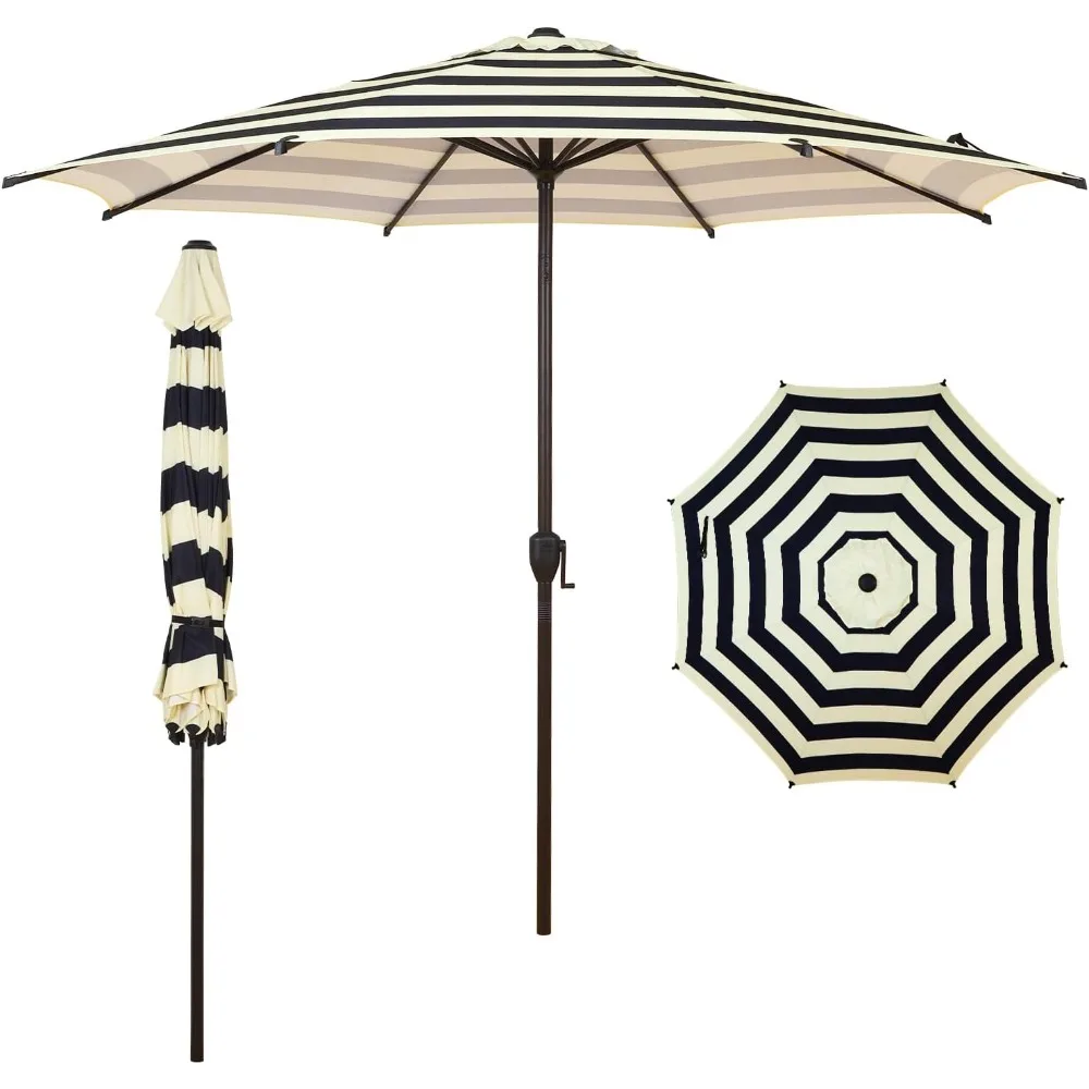 9FT Lyon Outdoor Patio Umbrella Outdoor Table Umbrella with Push Button Tilt and Crank Market Umbrella