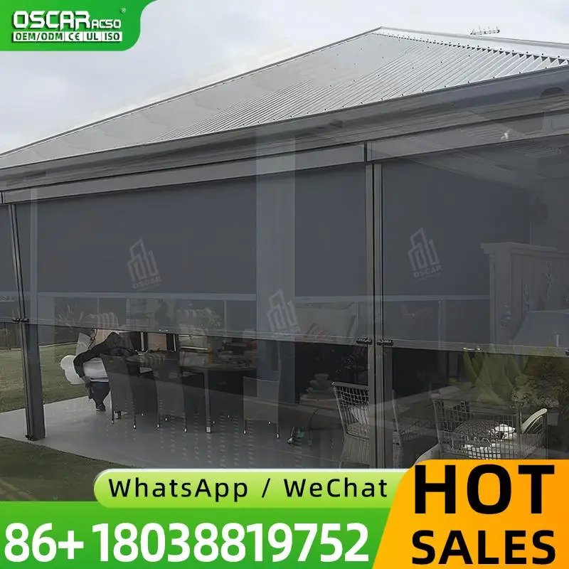 Motorized Outdoor Shutters with Windproof Zipper Track Electronic Roller Curtain for Patio Balcony Window Shading Rolling shutte