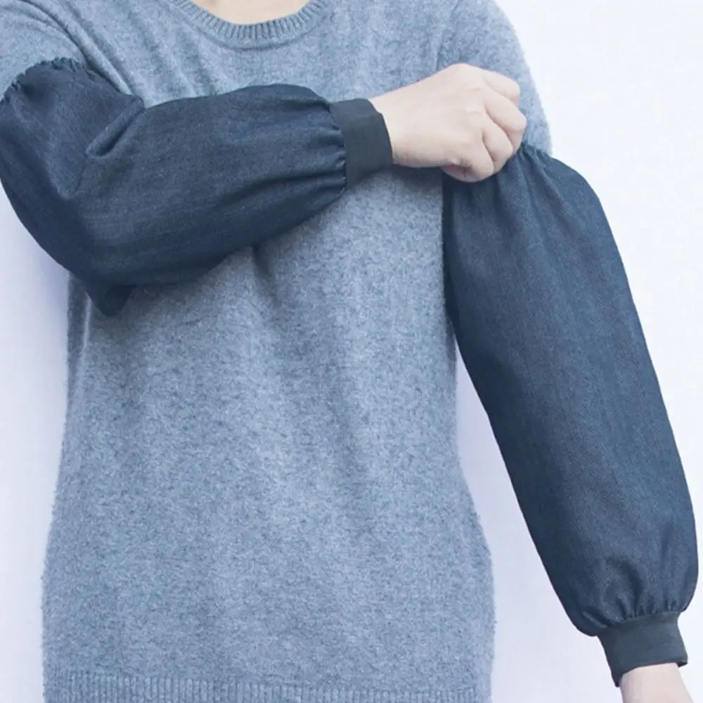 Dark Blue Arm Protective Sleeves Wear Resistant Thickened Denim Lengthen Cuff Antifouling Welder Protection