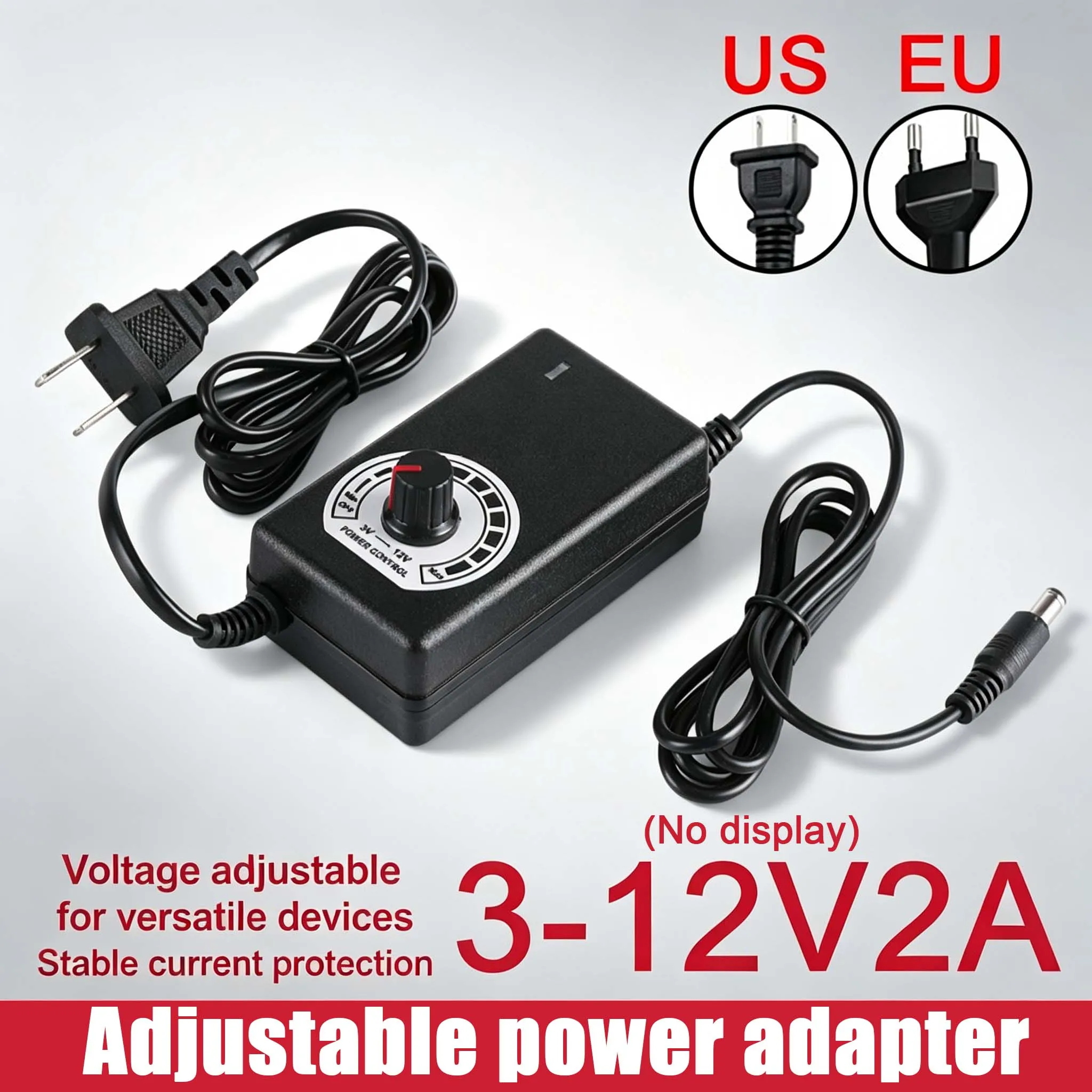 Latest Adjustable ON/OFF Adapter 3V-12V 2A of voltage 3V 4.5V 5V 6V 7.5V 8V 9V10V 12V 2A 24W power supply Charger 5.5mm