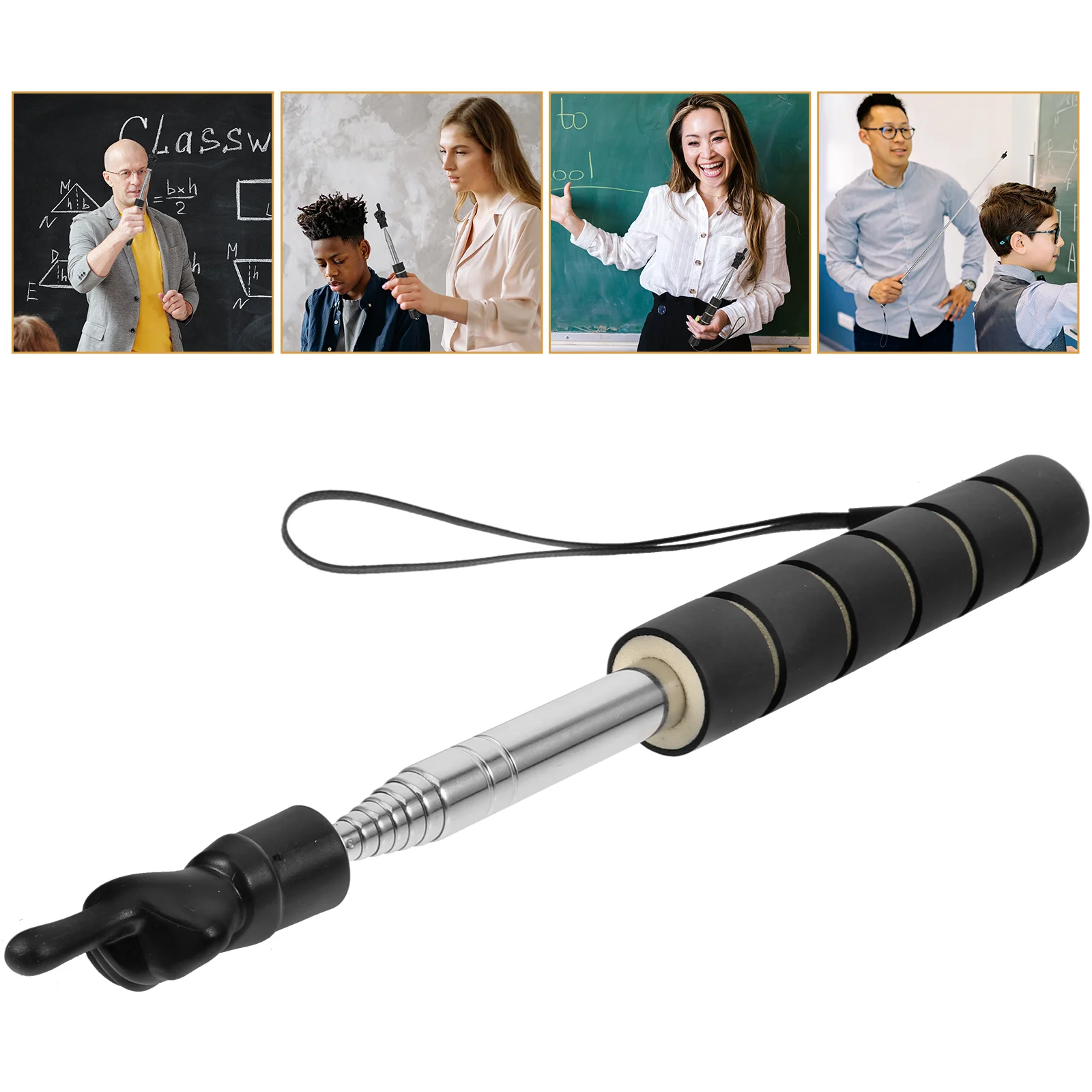 Finger Stick Reading Pointer Blackboard Dual Purpose for Teaching Sponge Stainless Steel Presenting Pointing Rod