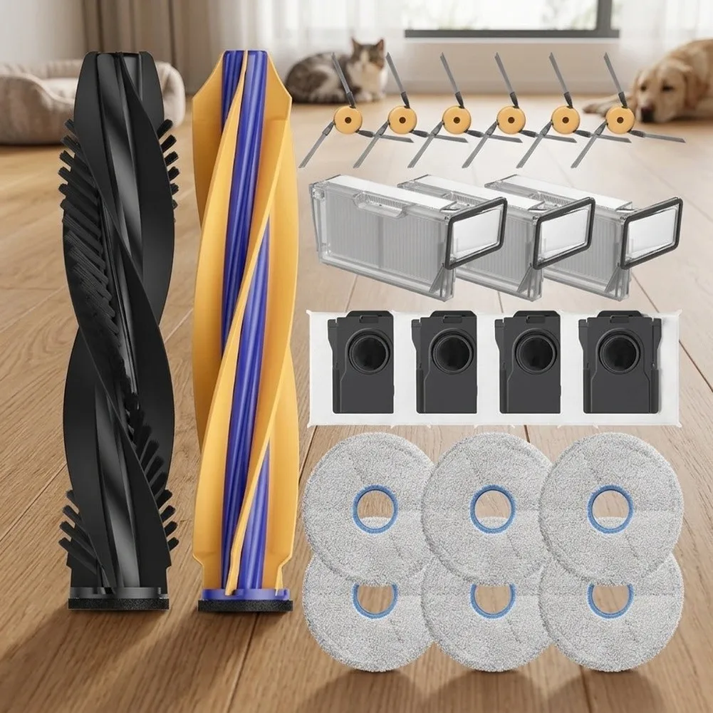 Replacement Parts Kit For Dreame X60=Max Ultra & X60=Ultra - Includes Roller Brushes, Side Brushes, Filters, Dust Bags & Mop