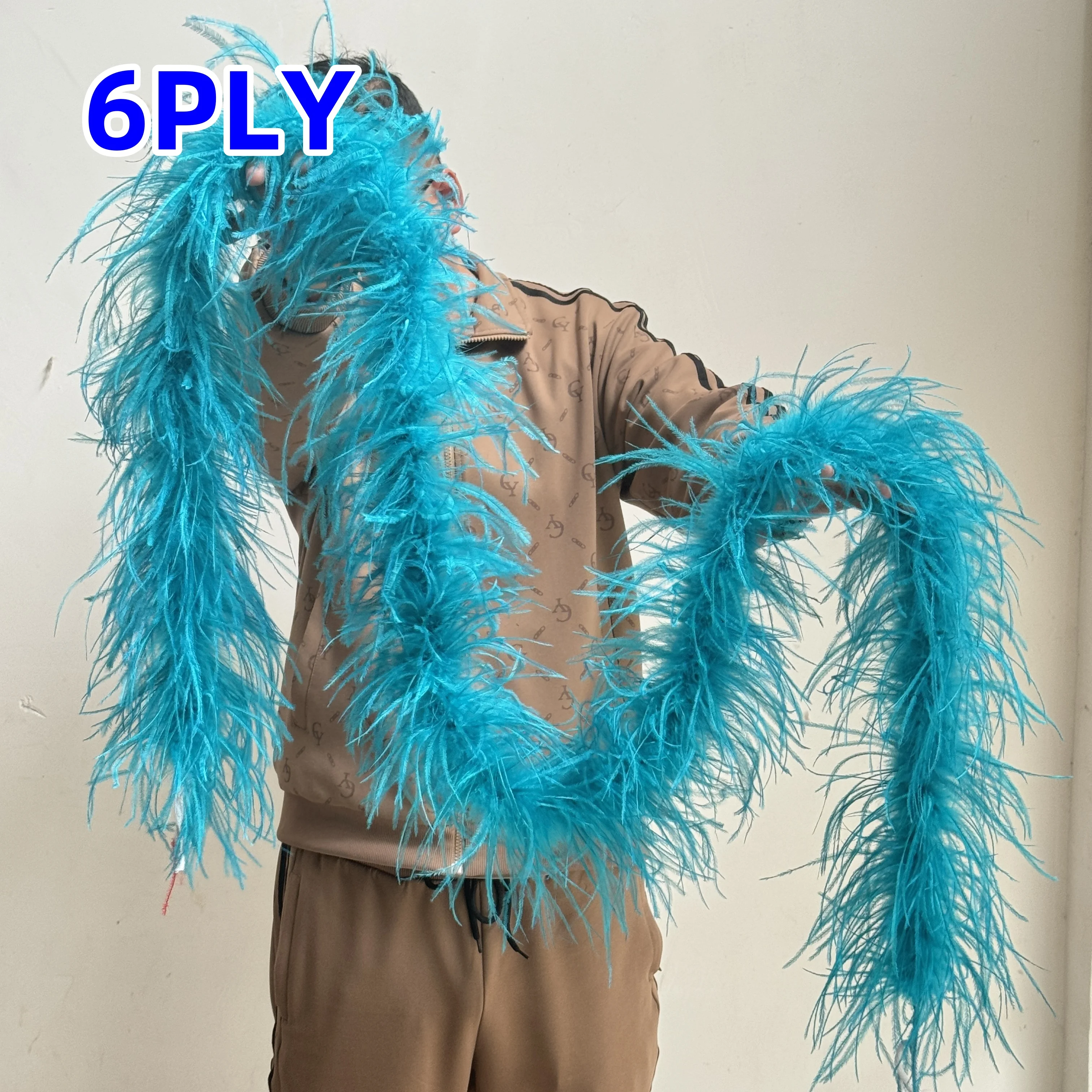 30 Ply Multicolors Ostrich Feathers Boa Trims Sewing Wedding Dress Colored Plumes Festival Party Scarf Shawl Costume Decor