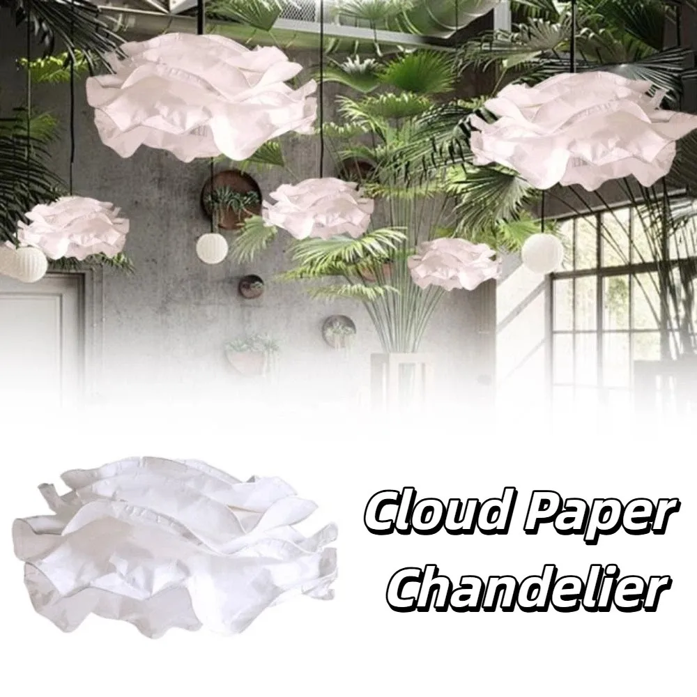 White Paper Lamp Shade Art DIY Flower Shape Pendant Light Cover Modern Design Handcrafted Style Chandelier Decor Living Room
