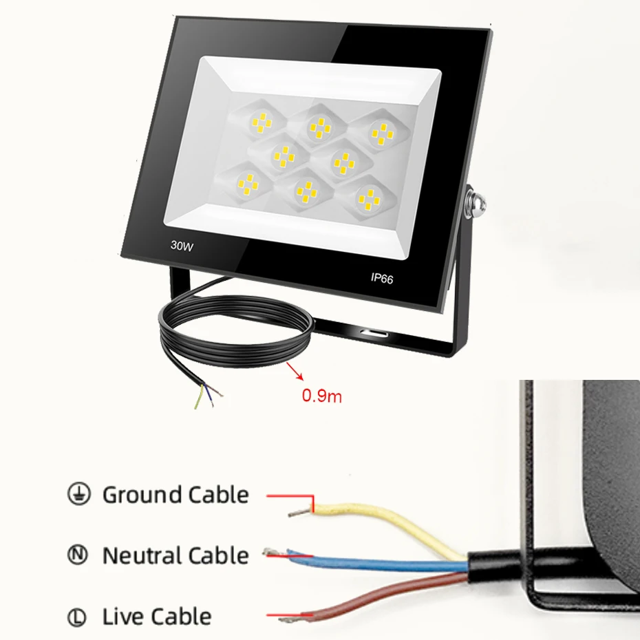 

Outdoor LED Floodlight IP66 Waterproof Led Reflector Street Lamp 30W 60W 100W AC 220V Wall Flood Lights Garage Garden Lighting