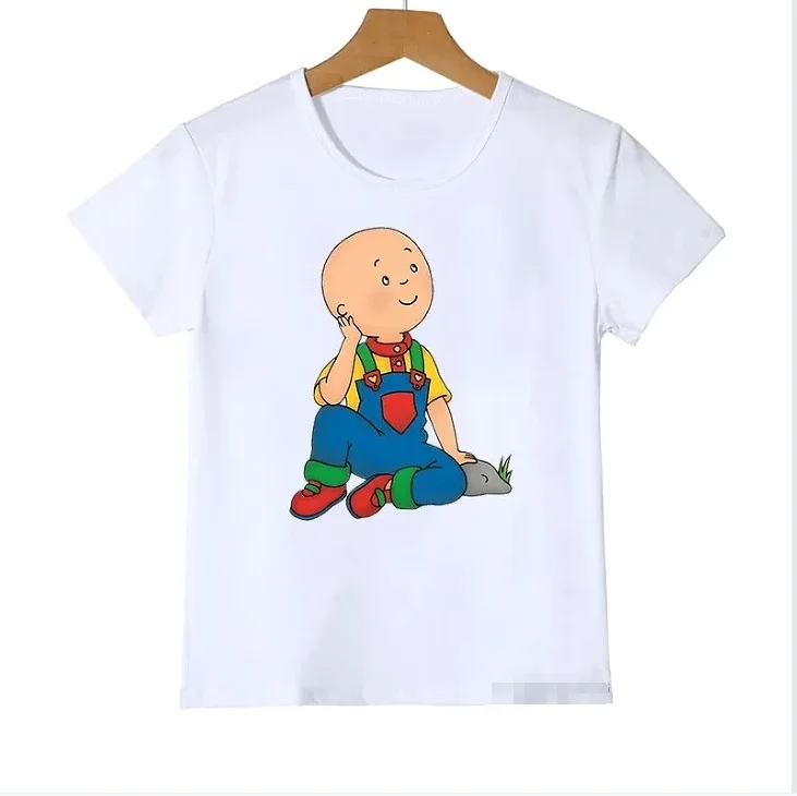 الصيف صبي وفتاة تي شيرت لطيف Caillou والكلب الكرتون المطبوعة الاطفال تي شيرت أزياء طفل قصير الأكمام تي شيرت أعلى