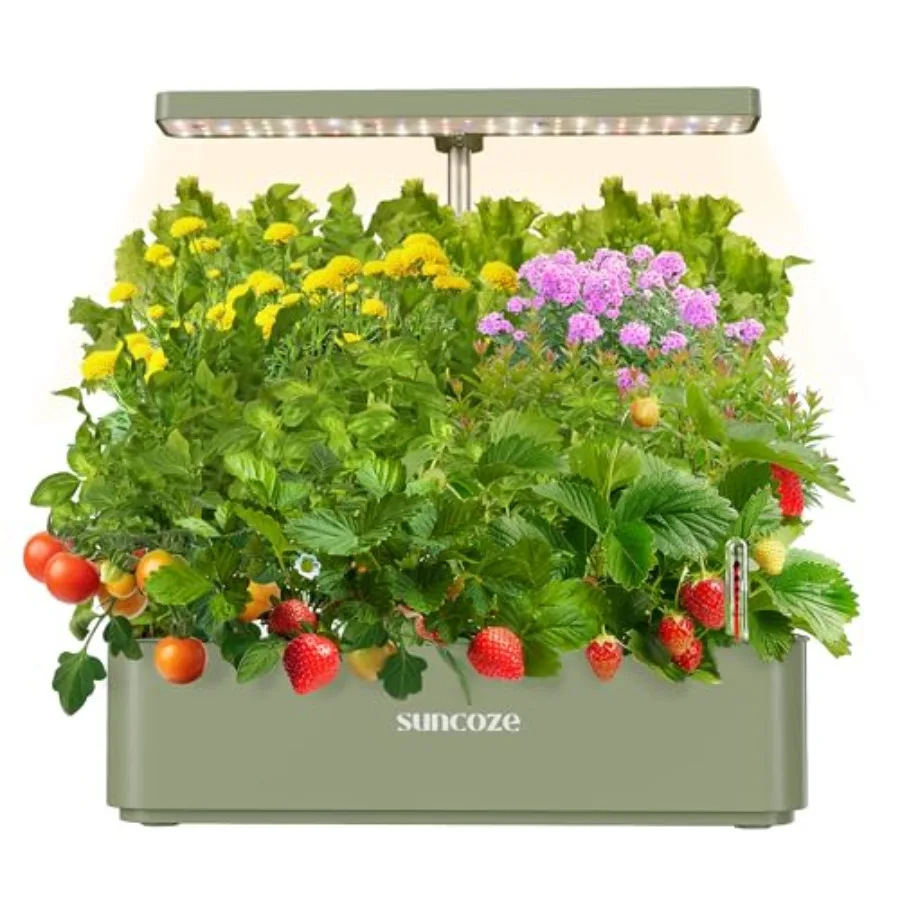 

Indoor Hydroponics Growing System Kit with 12 Pods 24W LED Grow Light 4L Water Tank and Quiet Pump Adjustable Height Herb Garde