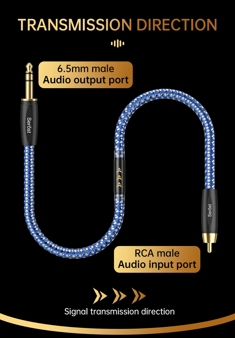 Serost StarPro HiFi Versilbertes OFC-Sauerstofffreies Kupfer-Audio-Adapterkabel 6,5mm auf RCA-Buchse für Lautsprecher, Verstärker, Mischpult – Detail 2