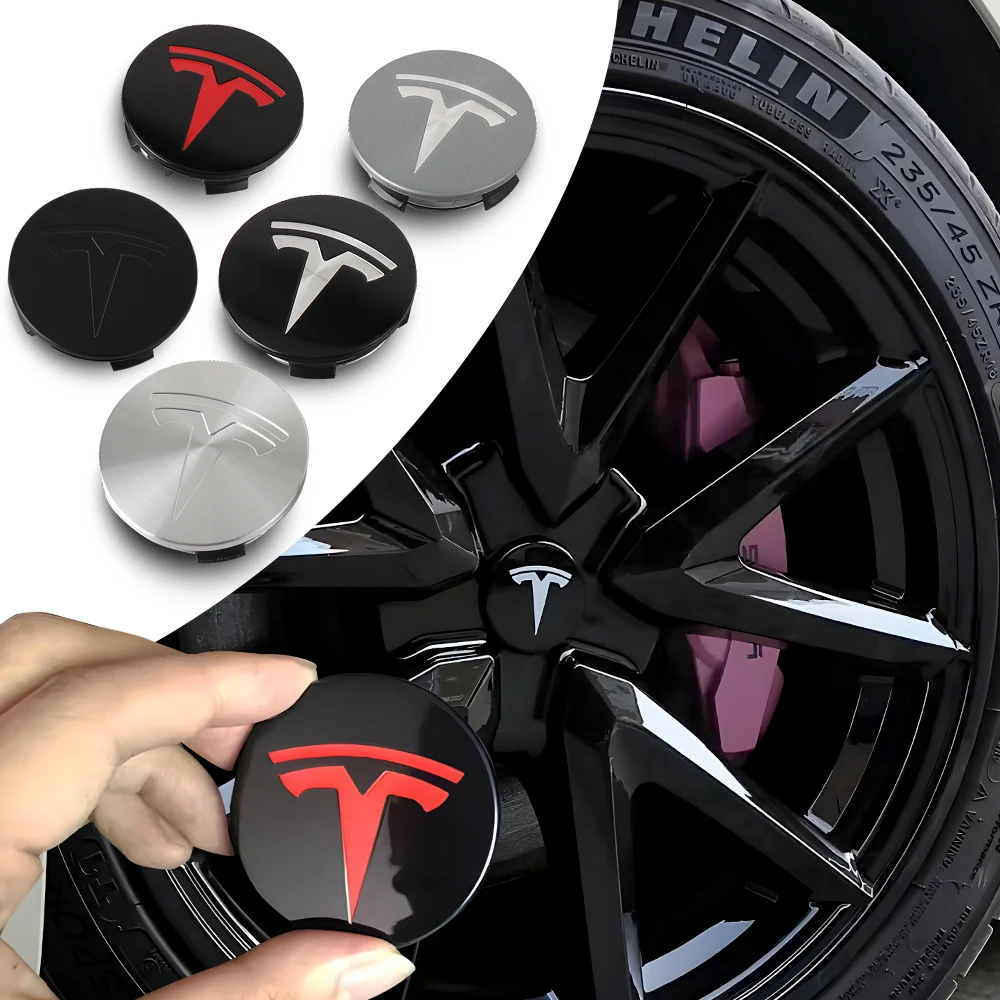 4pcs 56mm Car Wheel Center Cover Stickers Hub Cap Badge Accessories For Tesla Model 3 Model Y S X Roadster SpaceX Cybertruck