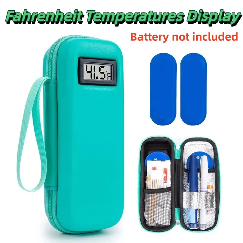 Insulin Cooler Travel Case with Temperature Display Refrigerated Medicine Cooling Bag with Ice Pack Medication Diabetic Organize