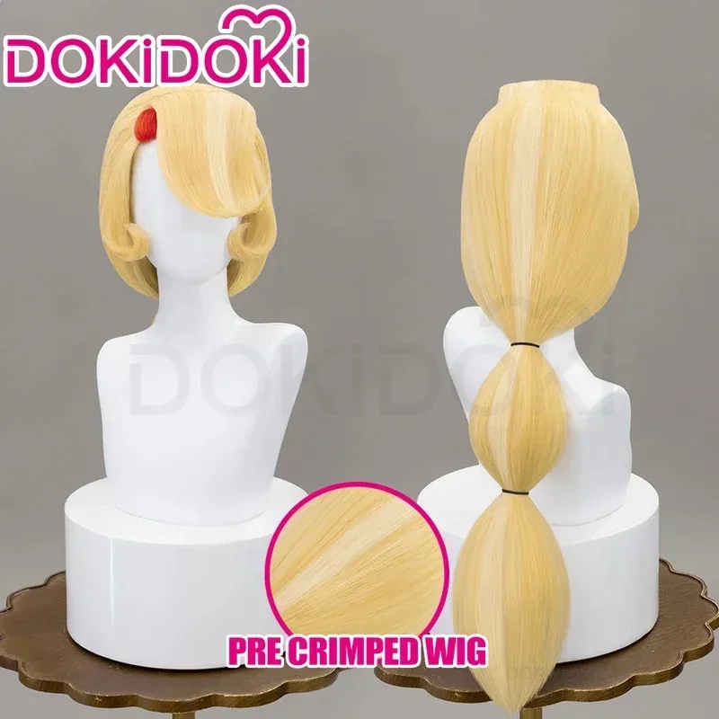 

IN STOCK Charlie Morningstar Wig Anime Cosplay DokiDoki Women Long Yellow Hair Charlie Cosplay Highlight Dyeing Hair Free Cap