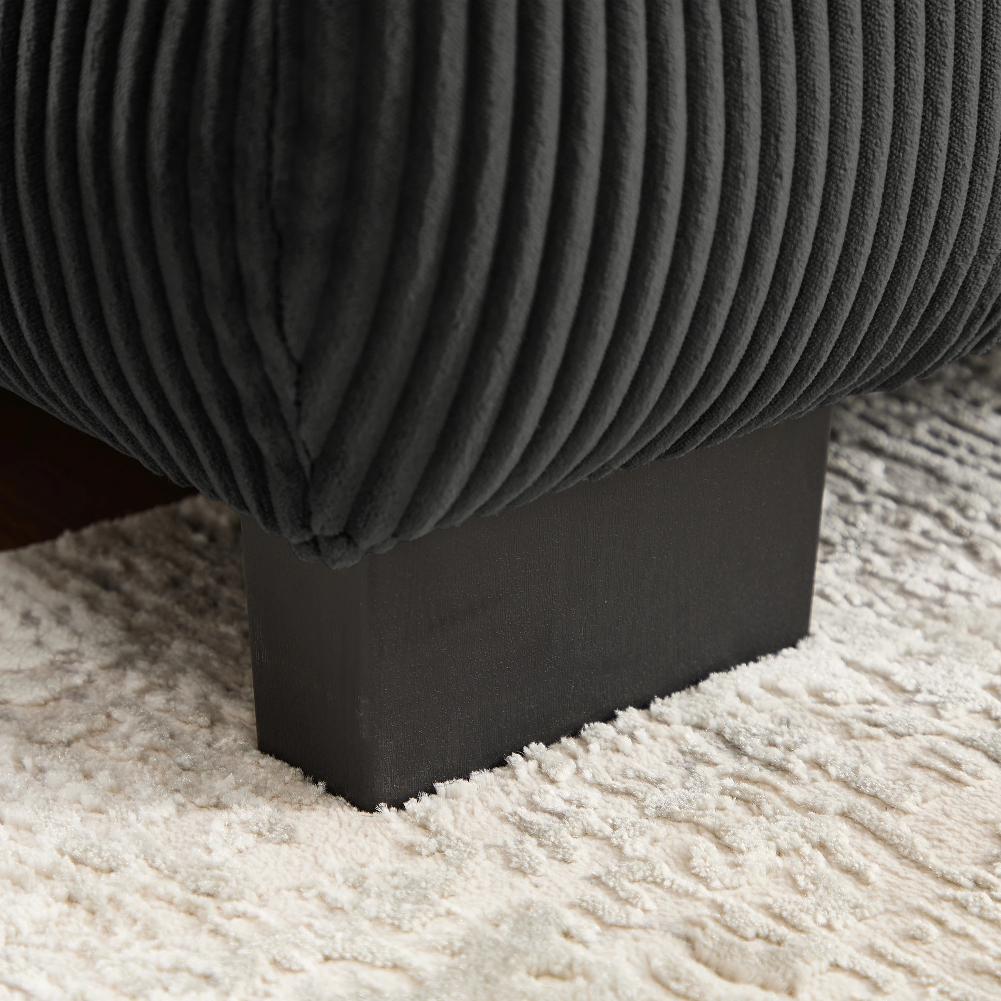 Modular Sectional Sofa With Corduroy Upholstery, Convertible Couch With Deep Seat And Memory Foam, Black