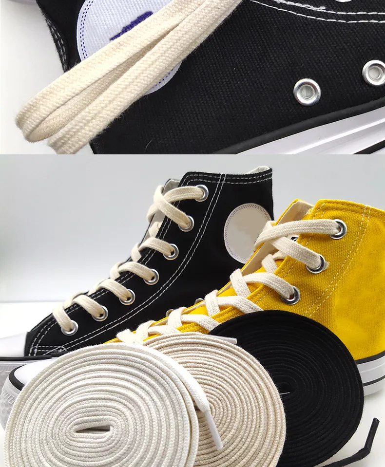 1 Paar klassische Retro-Schnürsenkel, doppelt gewebt, aus Baumwolle, flache Schnürsenkel für Sneaker, Stiefel und Sportschuhe – Detail 12