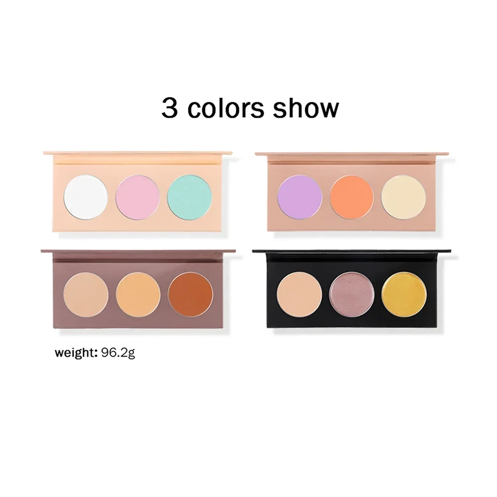 Concealer/Blush/ Powder/Cream Plate DIY Custom Logo 3-color Long Lasting Waterproof Brighten Private Label Makeup Wholesale