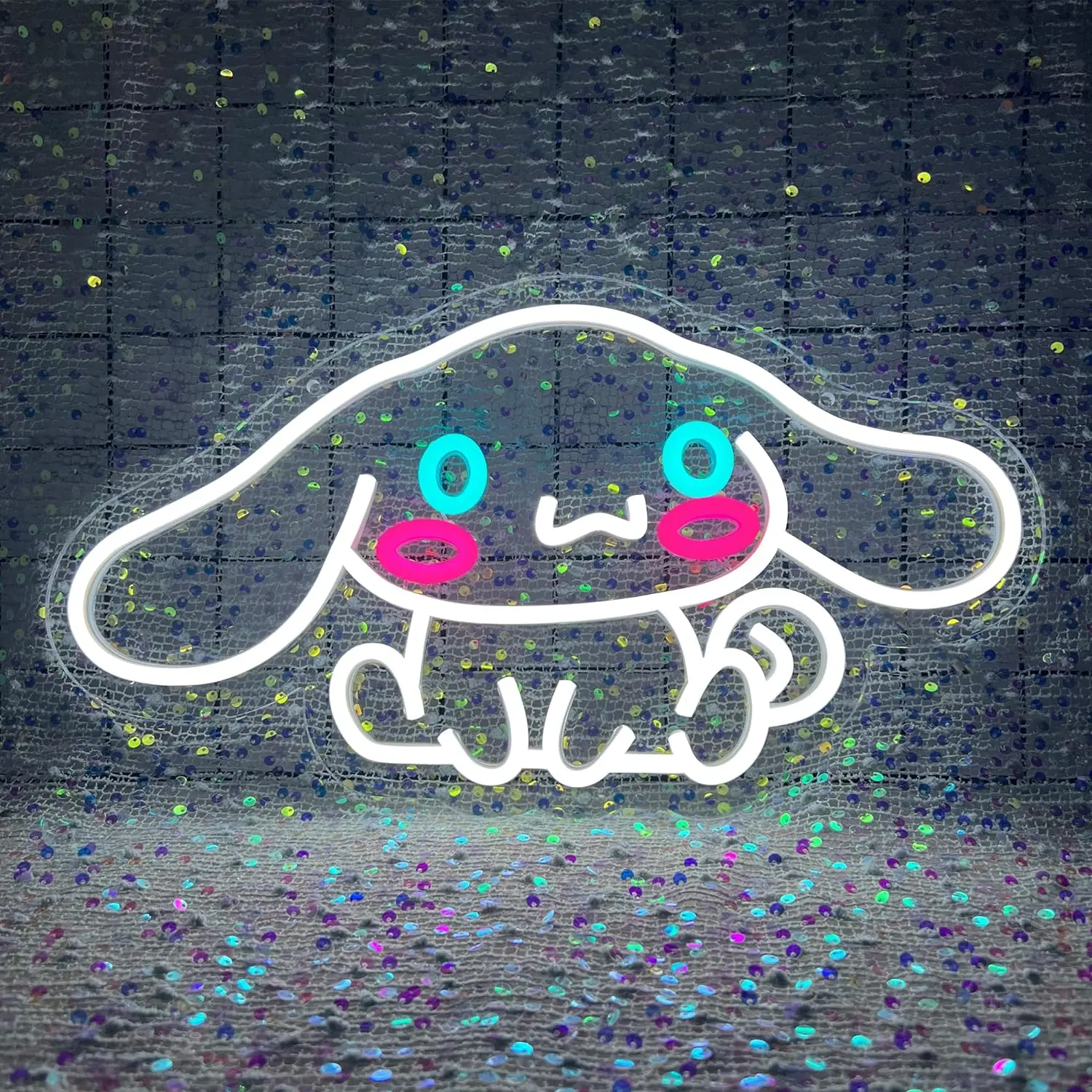 

Неоновая вывеска «Собака с большими ушами» в стиле аниме для декора стен, регулируемая яркость, светодиодная неоновая вывеска для декора спальни, подарок на день рождения