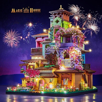 7080PCS Magic Castle Sakura House Building Blocks City Street Model With LED Lights Mini Bricks Toys Children's Christmas Gifts