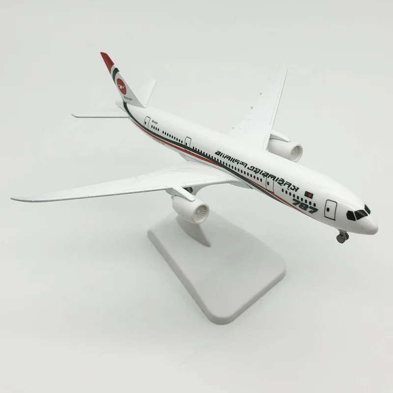 19cm Air BANGLADESH Airlines B787 Boeing 787 Aircraft Diecast Airplane Model Plane Aircraft with Wheels Landing Gears Aeroplane